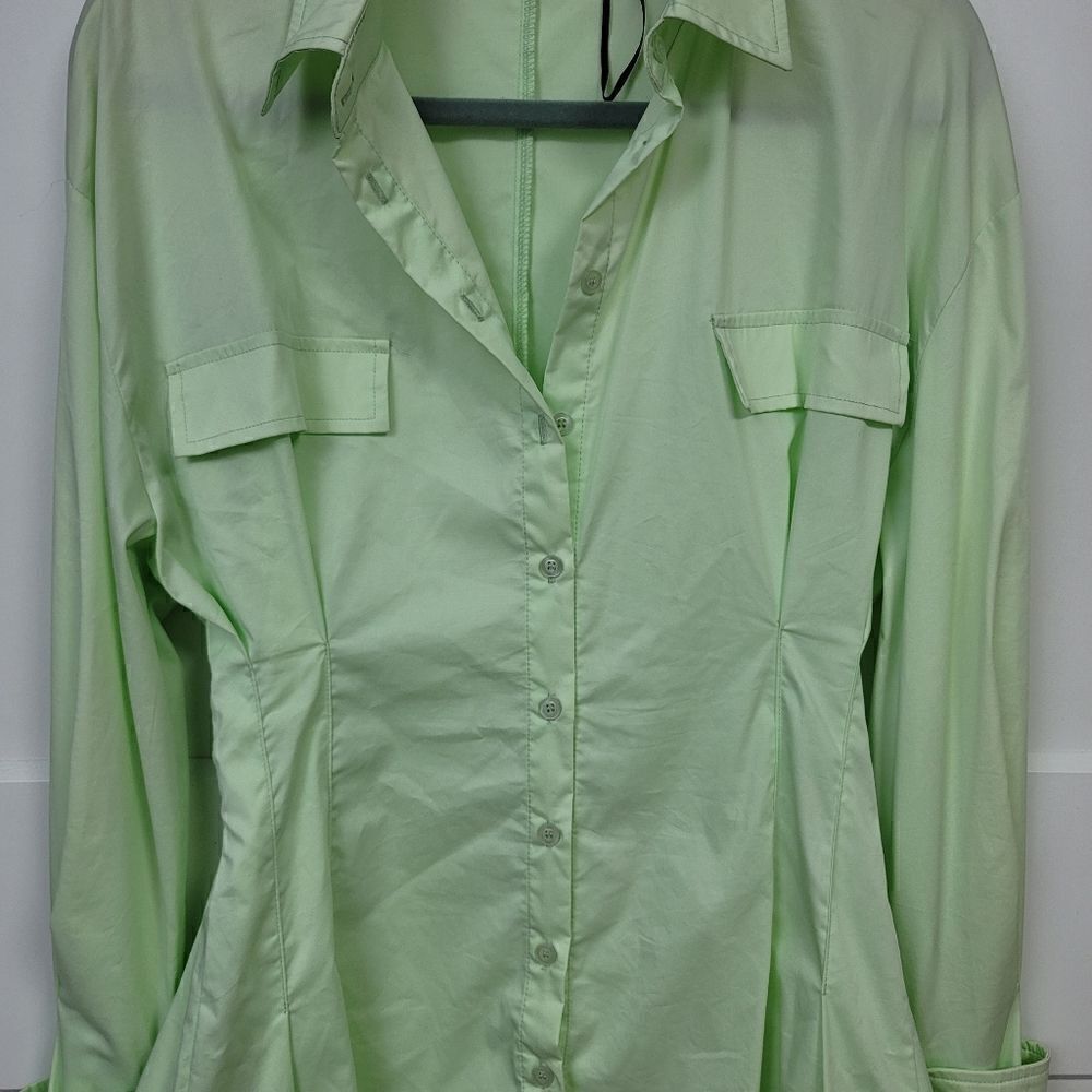 Denimland cinched mini shirt dress, small - Picture 4 of 12
